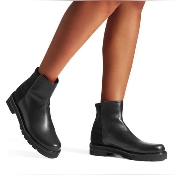 Stuart Weitzman 5050 Lift Black Leather Booties - new - Picture 1 of 12